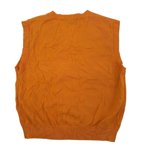 Zara Women’s Size M Orange V-Neck Sleeveless Sweater Knit Vest Top Preppy - Picture 2 of 9